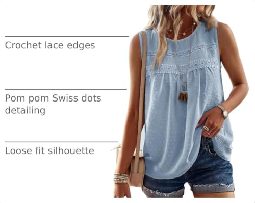 Image of Falechay Tank Tops for Women Flowy Boho Cute Swiss Dots Sleeveless Shirts
