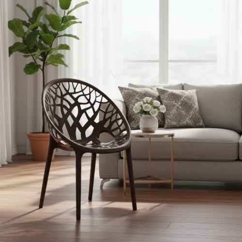 Image of SkyGlamour Neelkamal Crystal Plastic Chair|Chair for Home, Garden, Balcony Indoor&Outdoor Use | Color: Weather Brown; Pack of 1