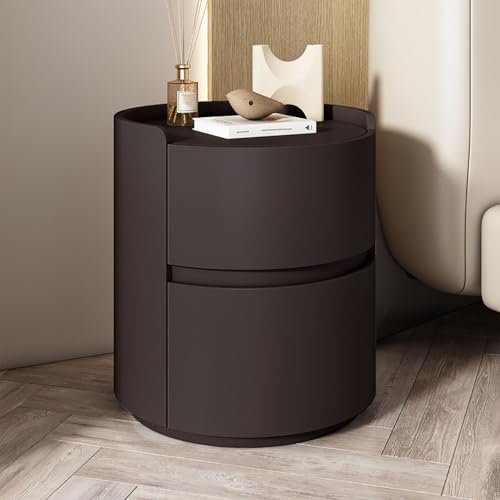 Mesita de Noche Moderna de Madera Maciza con 2 cajones de Almacenamiento y Superficie de Cuero sintético No se Requiere ensamblaje para el Dormitorio o la Sala de Estar