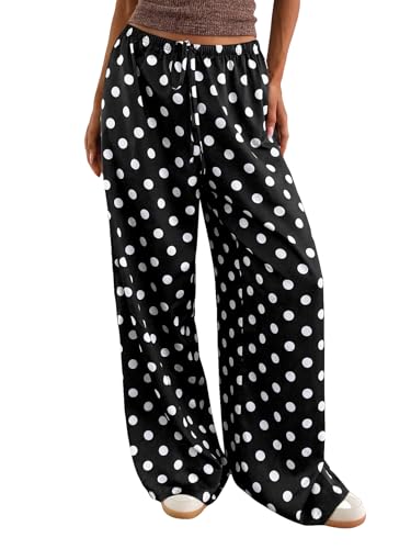 Image of MakeMeChic Women's Summer Satin Silk Pants Casual Flowy Pants Beach Vacation Wide Leg Pants
