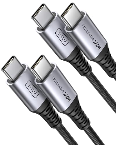INIU 240W Cable USB C Carga Rapida, [2 Pack 2m] PD 3.0 Cable USB C a USB C, Nylon Tipo C para Samsung Galaxy S25 S24 Ultra MacBook Air iPad Pro Pixel 10 Pro Steam Deck Switch ECC.