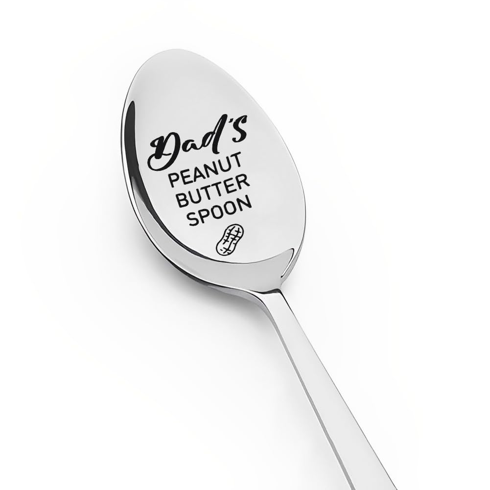 Dad's Peanut Butter Spoon - Engraved Stainless Steel Long Handle Coffee Spoon, Funny Gift For Fathers, Peanut Butter Lovers - View #3