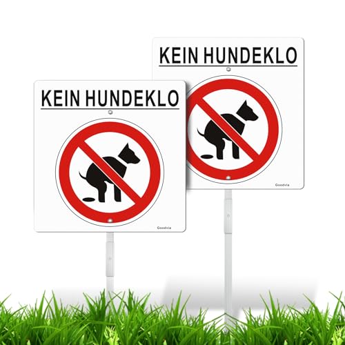 Goodvia 2 Stück XXL Hochwertige Steckschilder kein Hundeklo mit Halter 30 x 30 cm Alu Diese Wiese ist Kein Hundeklo Schild mit UV-Schutz von Goodvia