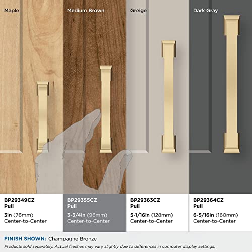 Image of Amerock | Cabinet Pull | Champagne Bronze | 3-3 /4 in (96 mm) Center-to-Center Drawer Pull | Candler | Kitchen and Bath Hardware | Furniture Hardware