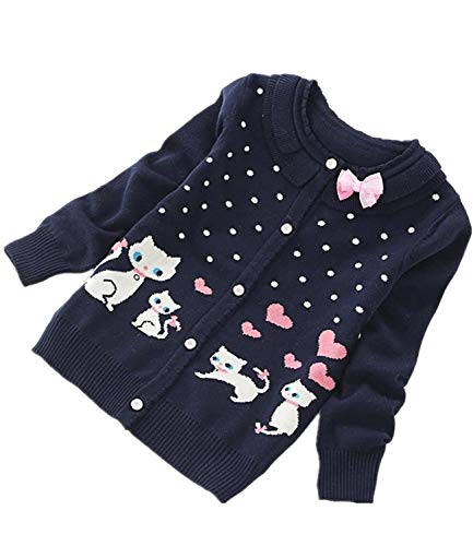 Children Sweater Girls' Lovely Cat Cotton Cardigans Sweaters 5-12 Years