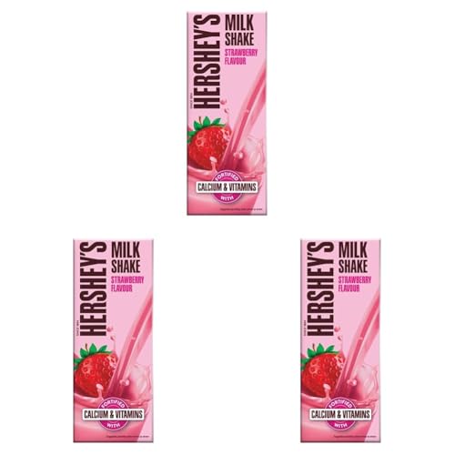 Image of HERSHEY'S Strawberry Flavored Milkshake | Enriched with Calcium | Pack of 18 (6 x 180ml)