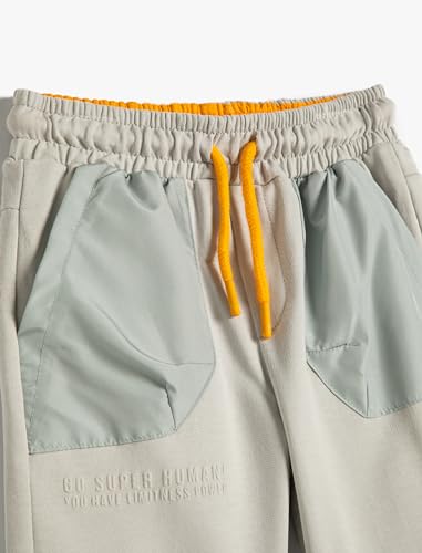 Pantalones cortos niños Koton gris algodón elástico con bolsillos cómodos 3