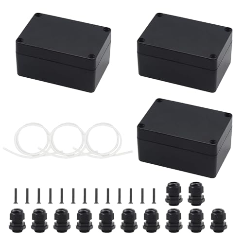 OMIGA 3 Pezzi Scatola Derivazione IP65 Scatola Derivazione Stagna Plastica ABS con 12 Connettori Scatola di Connessione Elettrica per Strumenti Alimentatori Progetti Elettronica (100 x 68 x 50 mm)
