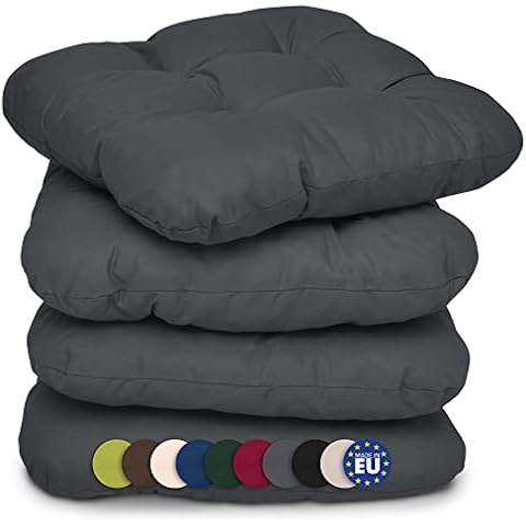 Beautissu 4er Set Sitzkissen 40x40 cm Lisa Anthrazit - weiche Indoor & Outdoor Kissen mit 8cm Schaumstoff Füllung, widerstandsfähige & robuste Sitzpolster für Außenbereich Made in EU Cover