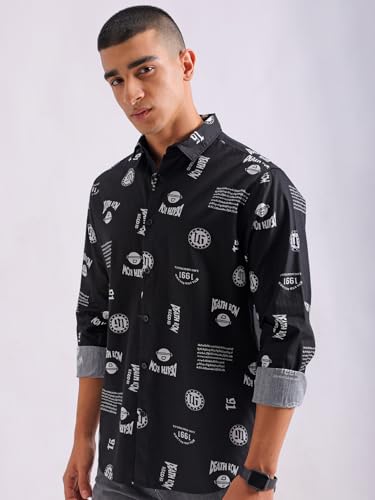 Image of The Indian Garage Co Men Cotton Regular Fit Full Sleeves Spread Collar Casual Shirt