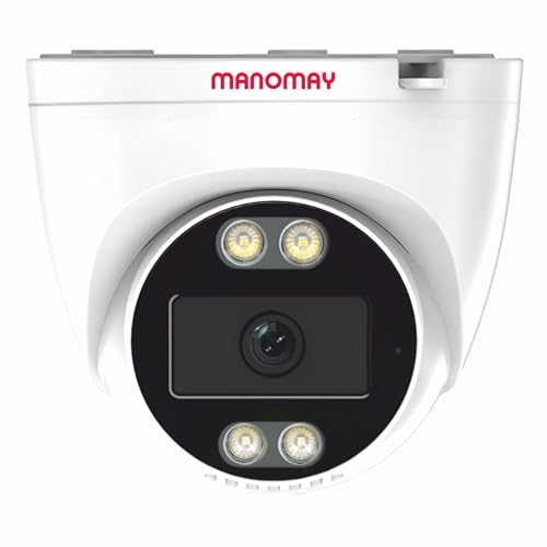 Image of MANOMAY Protect Dot 3MP 4G Dome CCTV Security Camera | BIS-ER STQC Certified | Standalone SIM Based |10X Zoom, Color Night Vision, AI Human Detection, 2-Way Audio, Alexa, 256GB Memory Card (M1096SF)