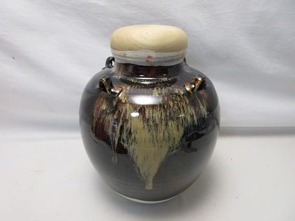 未使用 茶道具 桶谷定一造 天目茶壺 飾り壺 飾網紐 陶印 共箱