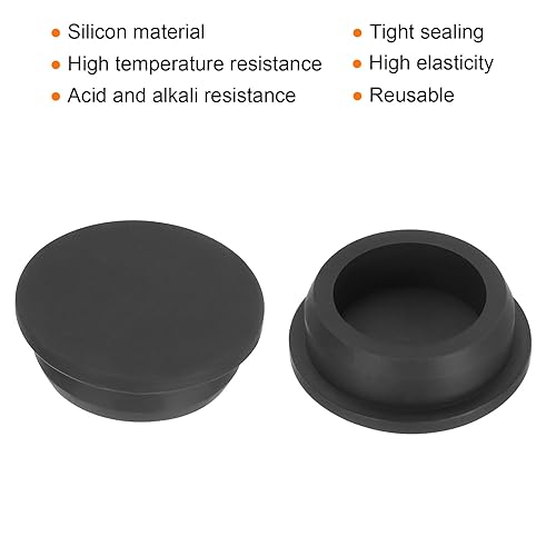 Image of UXCELL High Temp Silicone T-Shaped Rubber Stopper - Dia 42mm /1.65 inch Black Pack of 2 (OD 49mm) - Waterproof & Sealing Plugs for Powder Coating & Plating