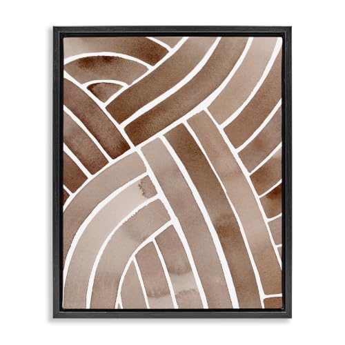 Abstract Brown Stripes Watercolor, 17 x 21 Inch Canvas in Floater Frame