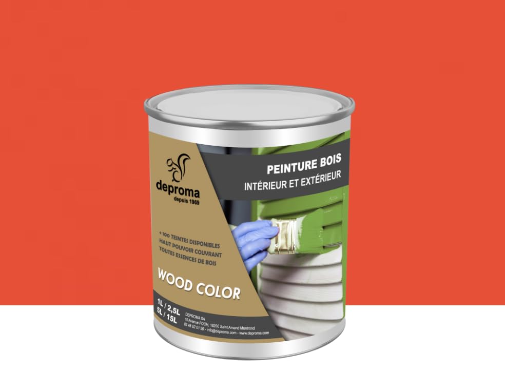 DEPROMA Peinture bois intérieur et extérieur SATIN - Qualité professionnelle (Saumon - RAL 2012,...