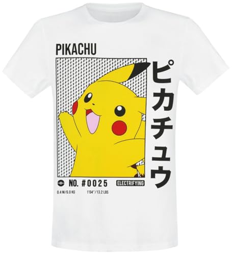 Pokémon Pikachu Men's T-Shirt White Fan Merch, Movies, Gaming, Nintendo, TV Series, White, XXL