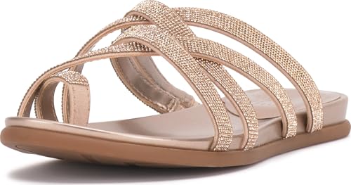 Sandales plates Vince Camuto Eltera dorées en taille 35 pour femme chic