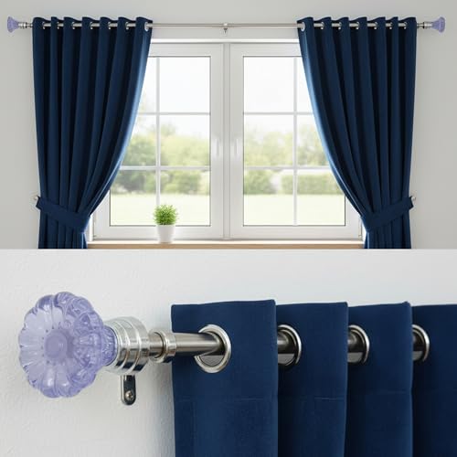 Image of Atlantic Curtain Rod Finials Set of 2 - Flower Style Decorative Textured Resin Finials for Standard Drapery Rods, Amethyst Purple