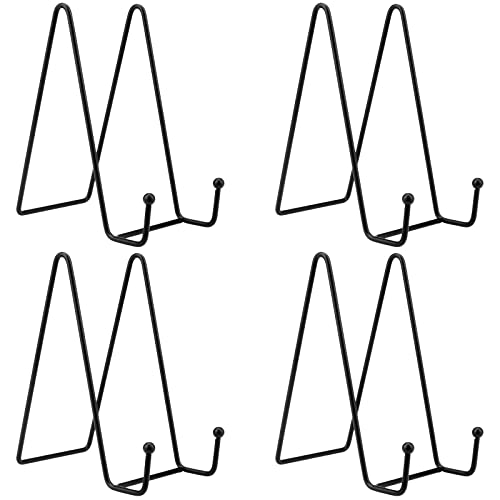 4 Stück 15.2 cm große Tellerständer für Präsentationen, Metall, schwarze Ständer, Eisenstaffelei, Plattenhalter für Bilderrahmen, dekorative Teller, Fotostaffelei, künstlerische Arbeit und Tablets Cover