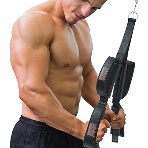 PANTIK Long Tricep Rope Cable Machine Attachment Extra Long Lat Pull Down Bar Rope Anti-Slip Neoprene Handles with Carabiner Tricep Bar Extension Straps Gym Accessories Gym Rope for Push Down Crunches Cover