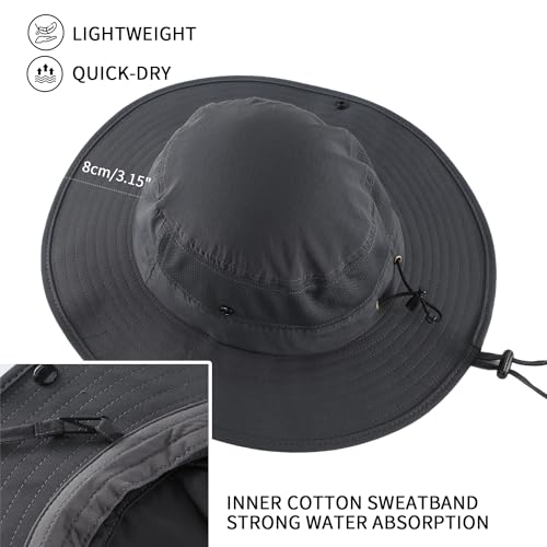 Image of Home Prefer UPF50+ Mens Sun Hat Wide Brim Womens UV Protection Beach Bucket Hat for Fishing Hiking Snap Up Cowboy Hat