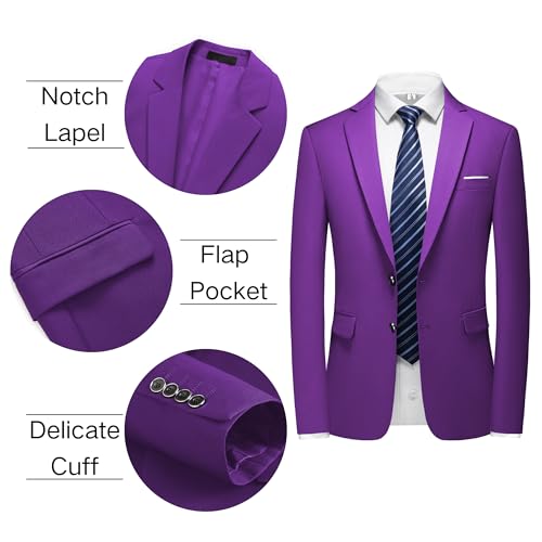 Men's 2 Piece Slim Fit Suit Set, Two Button Tuxedo for Wedding and Prom, Includes Blazer Jacket, Pants & Tie4