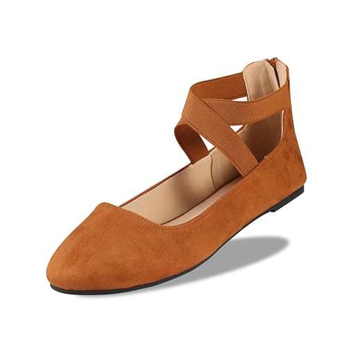Image of EMMA NEW YORK Ankle Strap Flats for Women, Women Flat Ballerina Shoes, Women's Ballet Flats with Strap