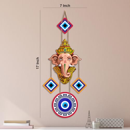 Image of Artvibes Mandala Ganesha Evil Eye Wall Hanging for Home Entrance | Lucky Nazar Battu MDF Wall Decor | Vastu Wall Art for Living Room | Office | Bedroom & Main Door | Gift Item (WH 8554N)