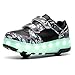 GGBLCS Jungen Mädchen LED Blinkend Schuhe Mit Rollen Automatisch Einziehbar 2 Räder Skateboardschuhe Outdoor Fitnessschuhe Sneaker,Black 2,34 EU