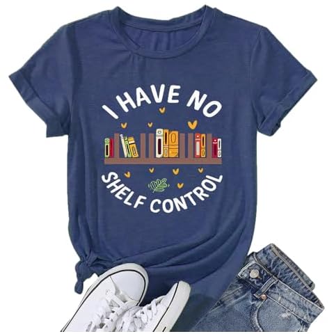 Funny Saying T Shirts for Women Banned Book Tee Shirts for Womens Graphic Tees Book Lovers Tshirts Teacher Bookworm Book Club Shelf Shirt (Dark Blue-XXL) Cover
