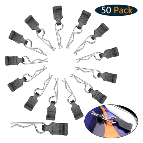 Image of 50PCS RC Clips RC Body Clips with Pull Tabs for All 1 /16 1 /18 Traxxas Redcat Tamiya Team Associated Axial SCX24 RC Car Shell (Silver)