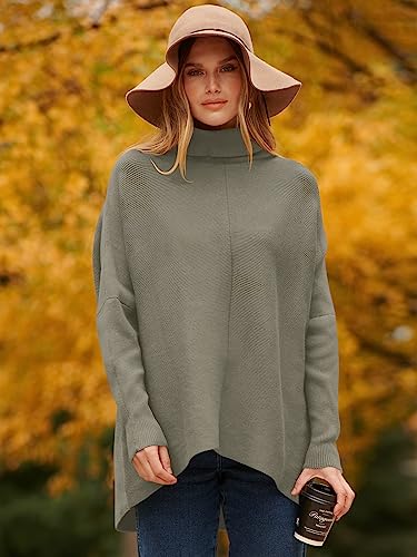Image of ANRABESS Womens Casual Fall Sweater Turtleneck High Neck Batwing Sleeve Oversized Sweater Dress