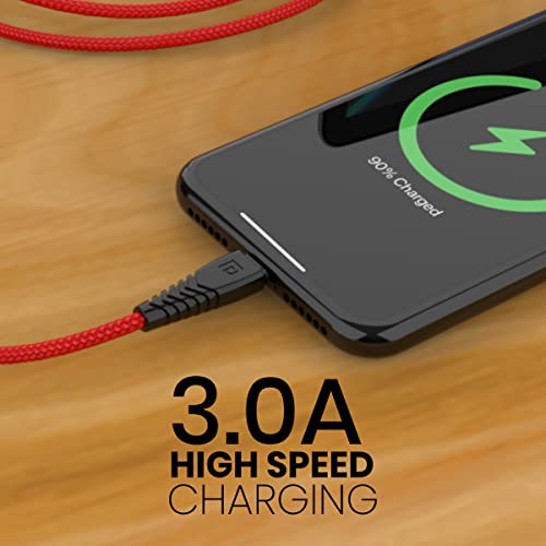 Image of Portronics Nylon Braided Fast Charging And Data Sync 3.0 Amp Konnect B Micro Usb Cables With Pvc Heads For Smartphone, Tablet, Laptop, Smart Watch (Red, 1 Meter)