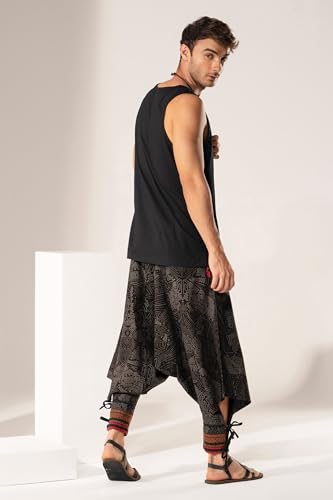 Image of The Veshti Company Hipie Harem Pants for Men Cotton Low Crotch Printed Baggy Bohemian Yoga Pajama Pant (Regular Fit)