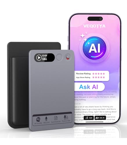 AI Voice Recorder, Note AI Voice Recorder w/Case, App Control,