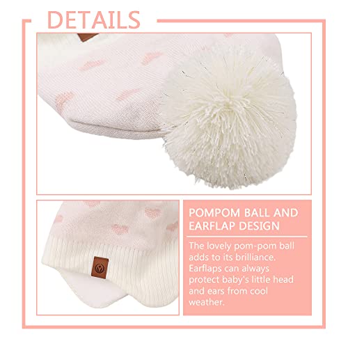 JANGANNSA Knitted Baby Hat Scarf Set Winter Warm Boys Girls Beanie Fleece Lining Toddler Kids Hats with Pompom4