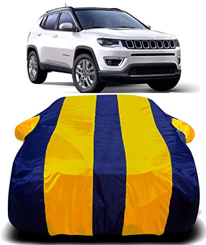 Image of Waterproof Car Cover with Ultra Surface Body Protection (Yellow Stripes) Suitable for (Jeep Jeep Compass)