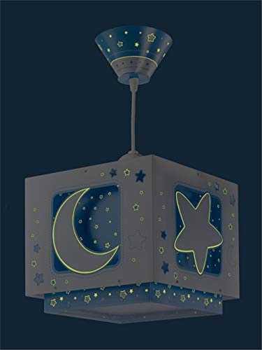 Dalber 63232T Lampadario"Luna", per bambini, Colore Blu, lampadina a incandescenza, plastica - Image 5