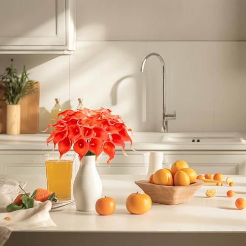 Image of SITUMEIZI 24 Pcs Coral Fake Flowers Artificial Calla Lily