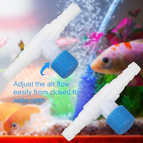 Image of Honoson 30 Pieces Aquarium Air Control Valve T Shaped Air Pump Control Valves Single Way Plastic Flow Regulator for 4 mm Hose Line Tubing Connector(Blue and White)