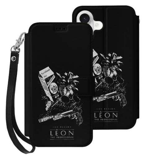 iPhone17用ケース 手帳型 レオン LEON マチルダ 映画 スマホケース アイフォン17用ケース 財布型 2025年新型 携帯カバー PUレザー おしゃれ カード収納 スタンド機能 ストラップ付き