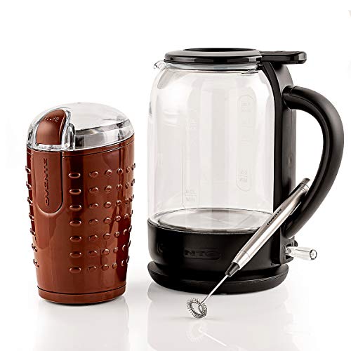 Ovente 3 in 1 Brew Set with Electric Glass Hot Water Kettle 1.5