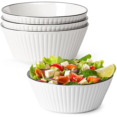 NUTRIUPS 50.7 Oz Ceramic Salad Bowls Set Cover