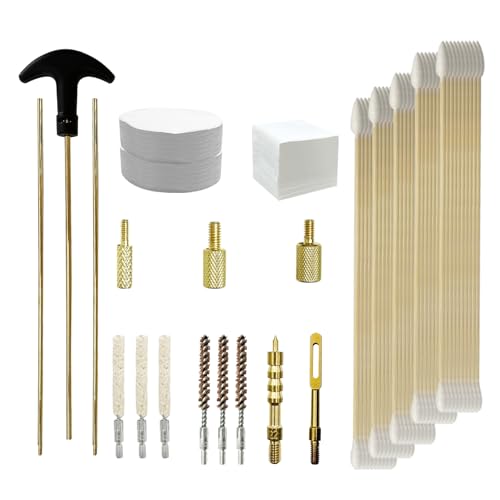 1Set Gun Barrel Cleaning Kits with Swabs for .22 Caliber,Bronze Bore Brush,Bore Brush Mop,Cleaning Jag,Cleaning Rod Adapter,Cleaning Slotted Loops for Universal Handgun Pistol Rifle
