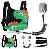 Accmor Toddler Harness Leash + Anti Lost Wrist Link, Cute Dinosaur Kids Leash Walking...