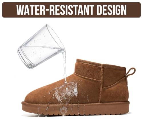 Image of 100% Genuine Leather Womens Boots Fur-Lined Booties Ankle Boots for Women