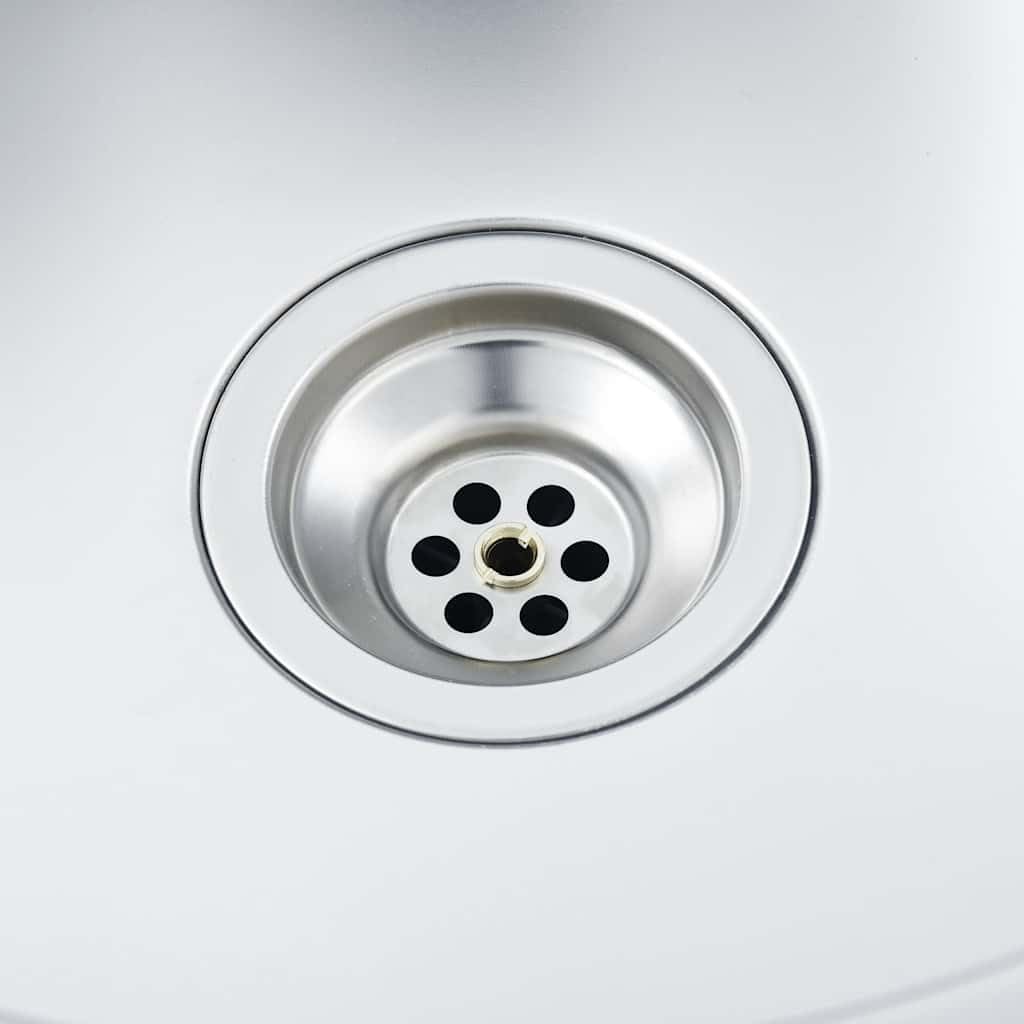 vidaXL Fregadero de Doble Seno con Colador y Sifón Pila Lavabo Alberca Comedor Cocina Servicio Grifo Lavar Olla Platos Integrado Acero Inoxidable