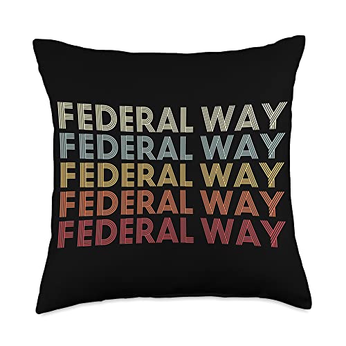 Federal Way Washington Federal Way WA Retro Vintage Text Throw Pillow
