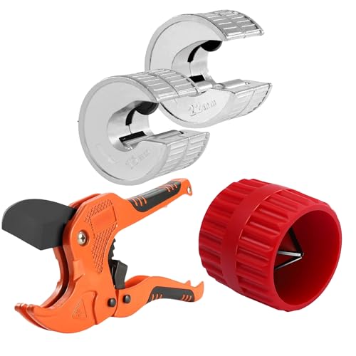 Copper Pipe Cutter 22mm & 15mm, Plastic PVC Pipe Cutter & Copper Pipe Deburring Tool 5pc Bundle | Perfect Plumbing Equipment Set | Suitable for Plumbers 1 Copper Pipe Cutter 22mm & 15mm, Plastic PVC Pipe Cutter & Copper Pipe Deburring Tool 5pc Bundle | Perfect Plumbing Equipment Set | Suitable for Plumbers