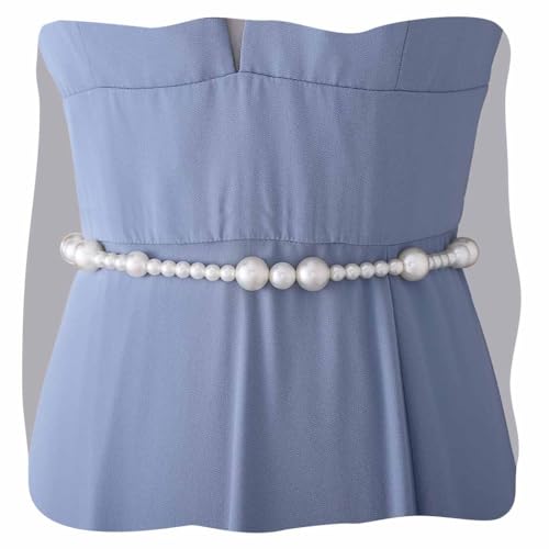 JEWEKY Boho Pearl Waist Belt Chain Summer Beach Beaded Belly Chains Body Accessories for Women